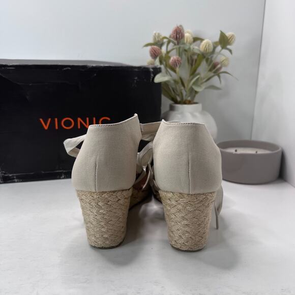 Vionic Kaitlyn Canvas Wedge Heels Beige 15261294 Women's 11 Medium NWB FLAW - Picture 4 of 12